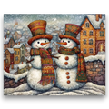 Snowman Duo in Winter Village Paint by Numbers