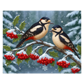 Snowy Birds Christmas Scene Paint by Numbers