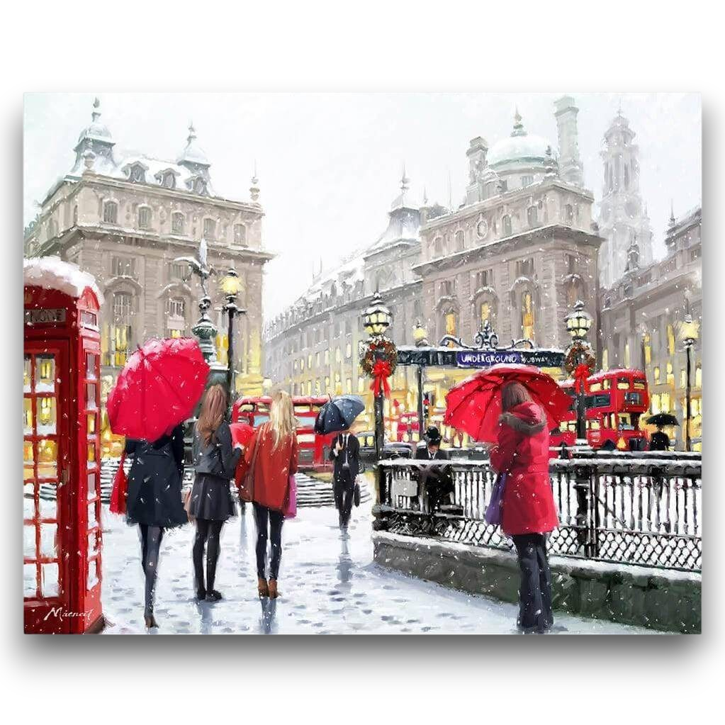 Snowy London Streets Paint by Numbers