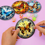 Stained Glass Butterfly Paint by Numbers Coasters