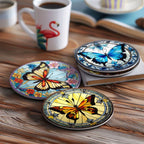 Stained Glass Butterfly Paint by Numbers Coasters