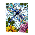 Stained Glass Dragonfly & Blossoms Paint by Numbers