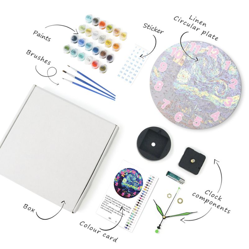 Starry Night Lighthouse Paint by Numbers Clock Kit