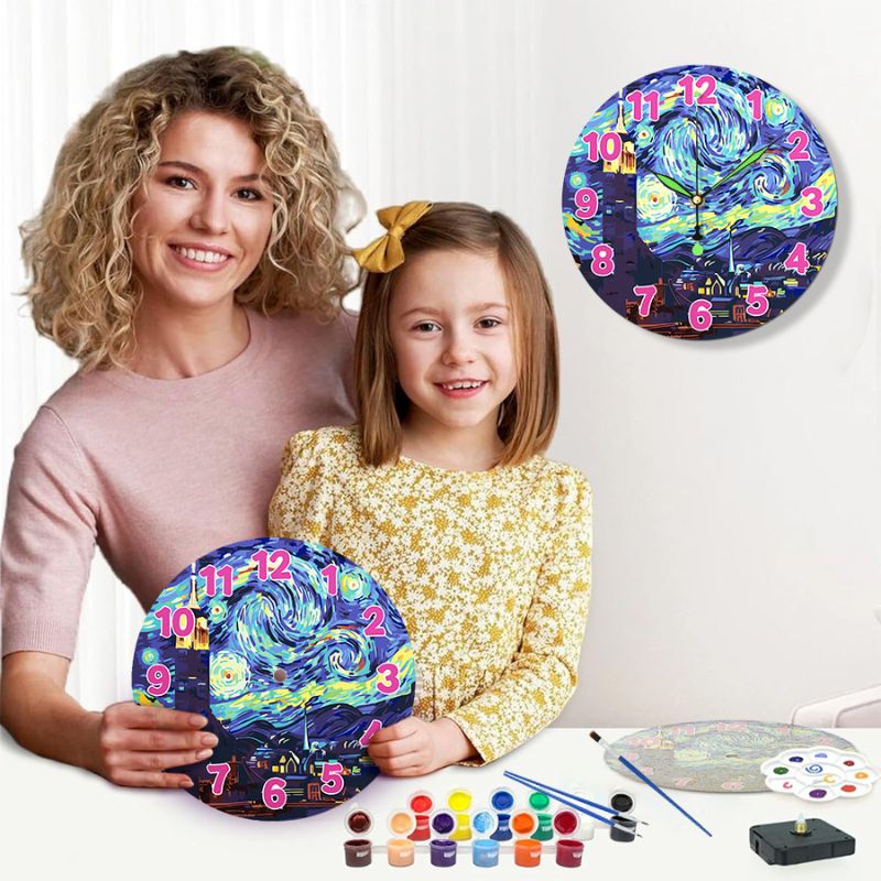 Starry Night Lighthouse Paint by Numbers Clock Kit