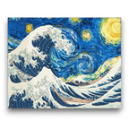 Starry Night Ocean Wave Paint by Numbers