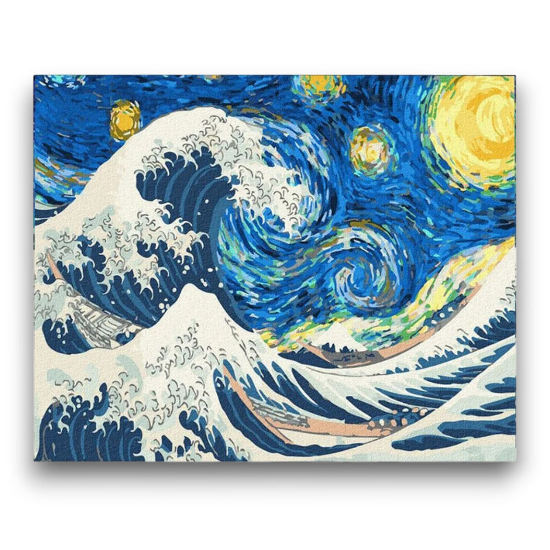 Starry Night Ocean Wave Paint by Numbers