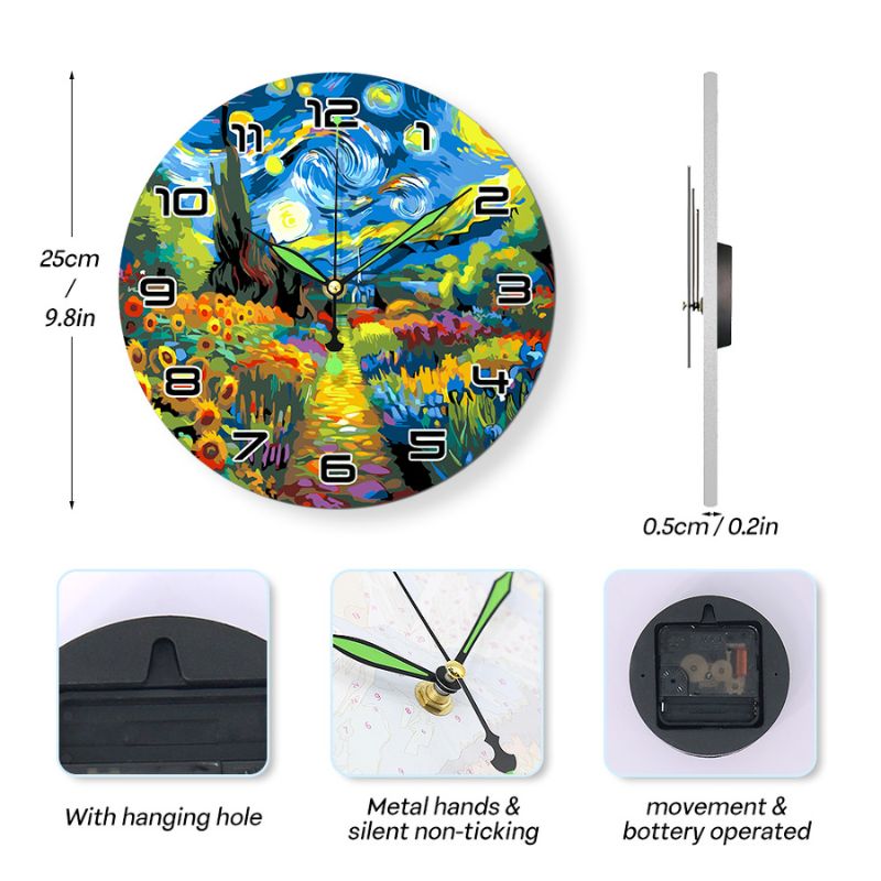 Starry Night Paint by Numbers Clock
