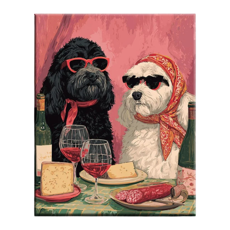 Stylish Dogs at Dinner Paint by Numbers