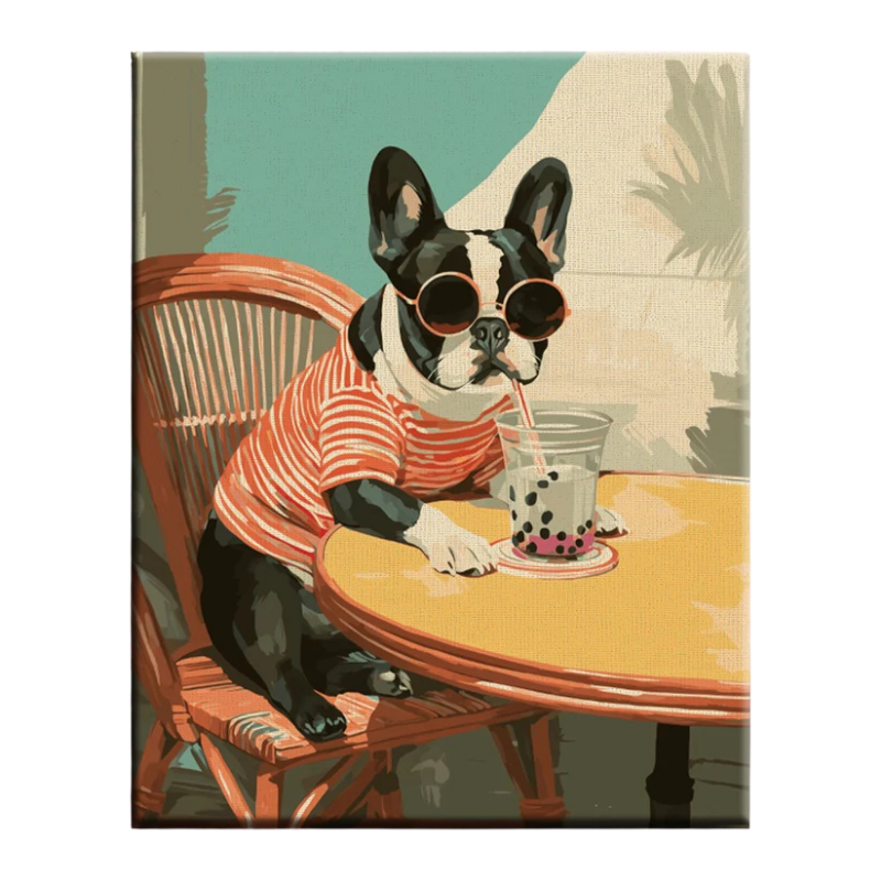 Sunglasses and Boba Dog Paint by Numbers