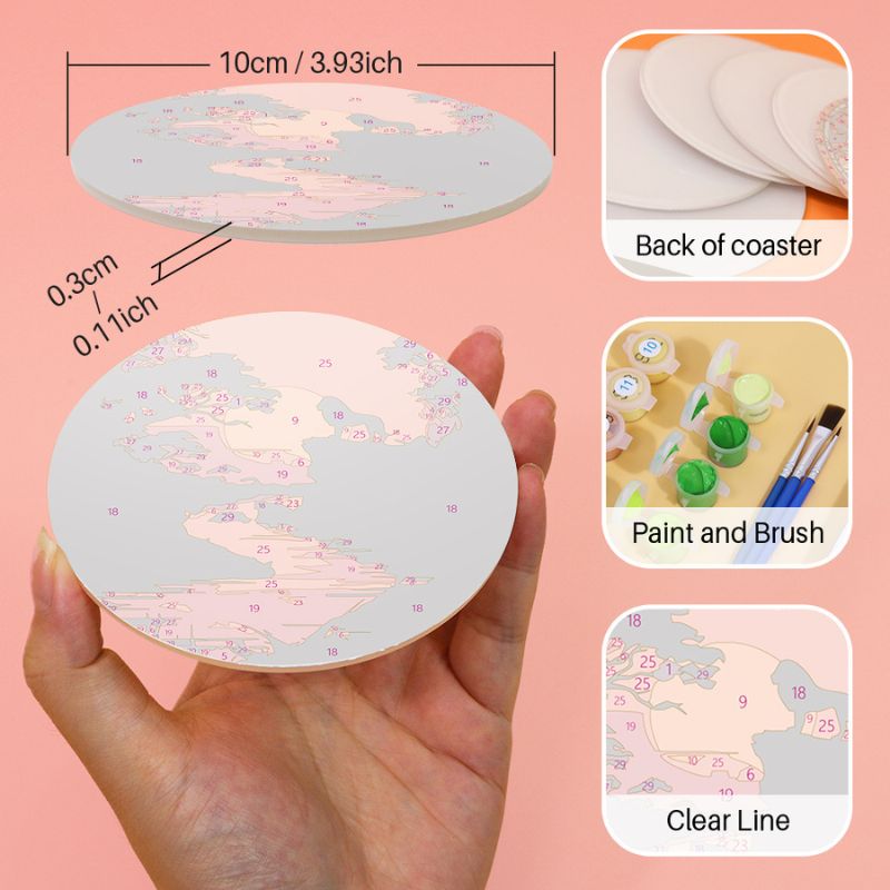 Sunset Landscape Paint by Numbers Coasters