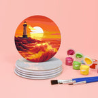 Sunset Landscape Paint by Numbers Coasters