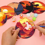 Sunset Landscape Paint by Numbers Coasters