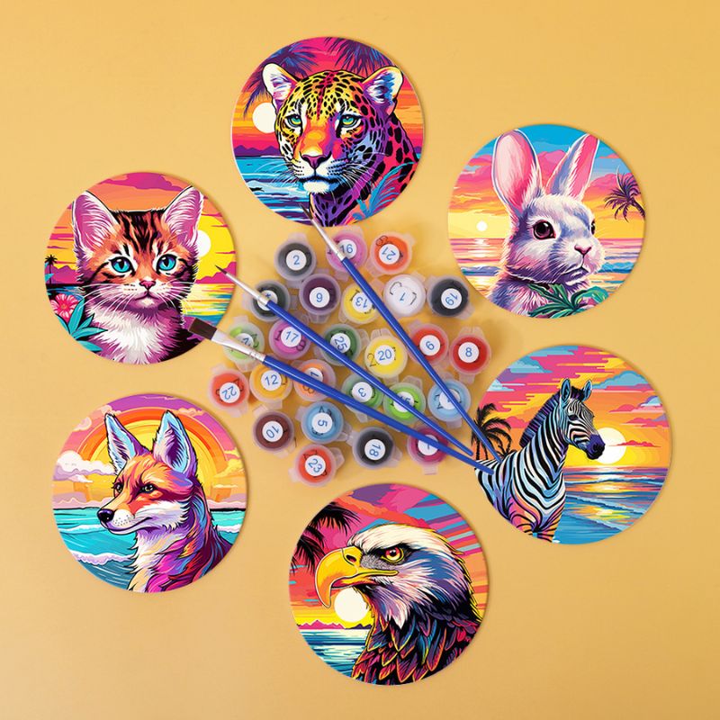 Sunset Wildlife Paint by Numbers Coasters