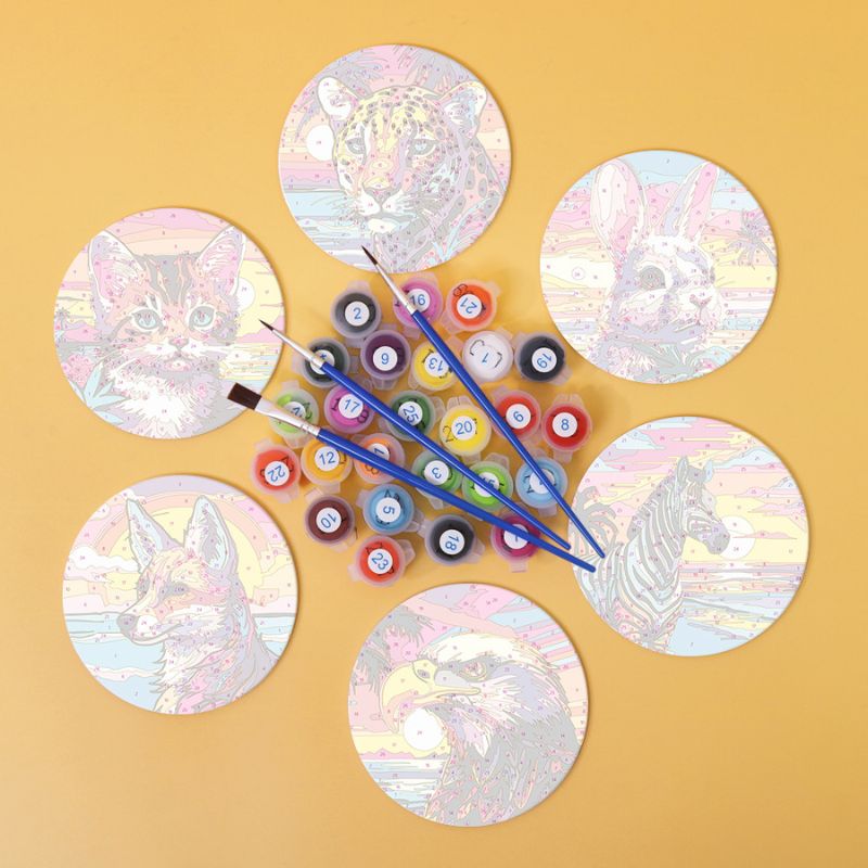 Sunset Wildlife Paint by Numbers Coasters