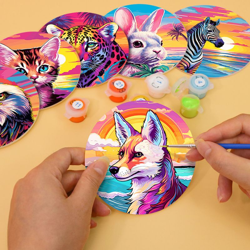 Sunset Wildlife Paint by Numbers Coasters