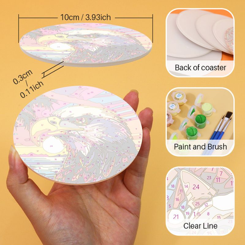 Sunset Wildlife Paint by Numbers Coasters