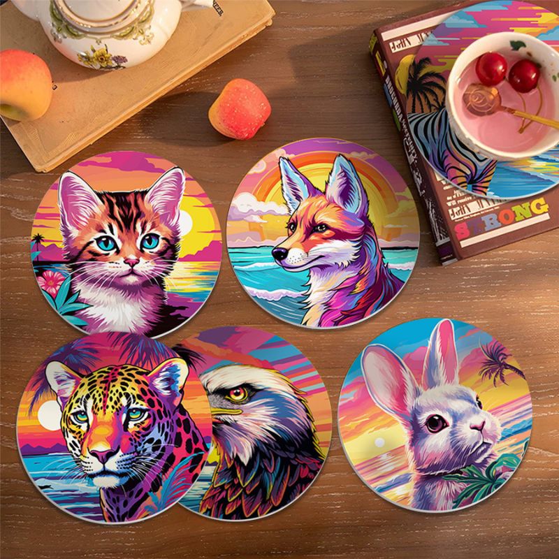 Sunset Wildlife Paint by Numbers Coasters