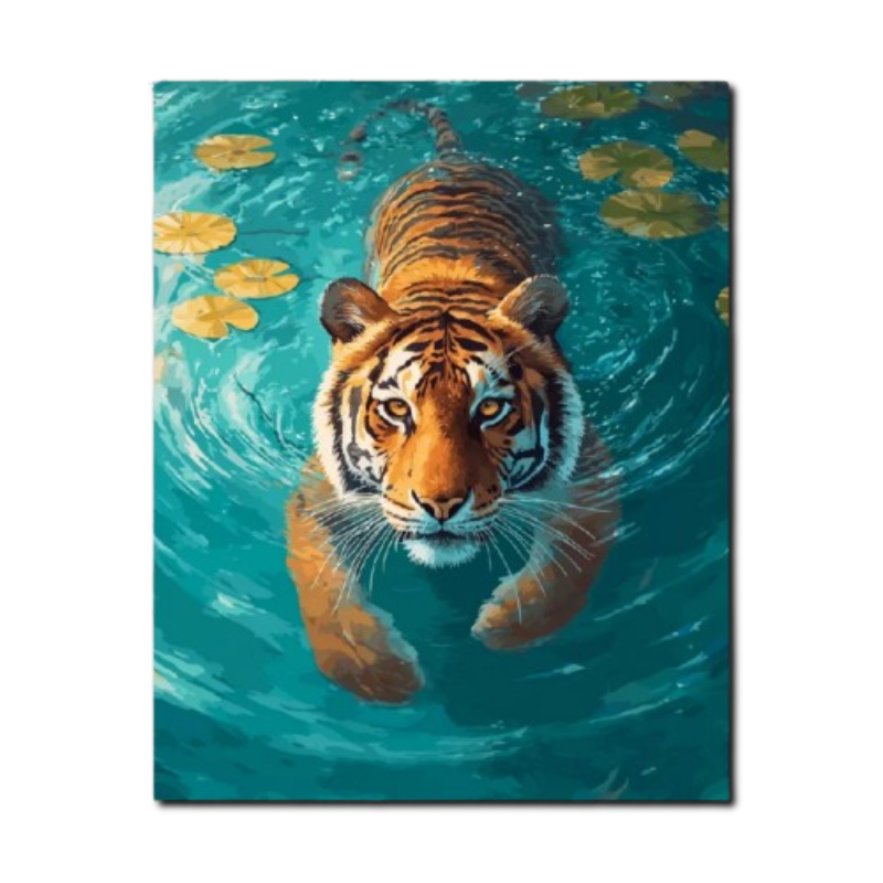 Swimming Tiger Paint by Numbers