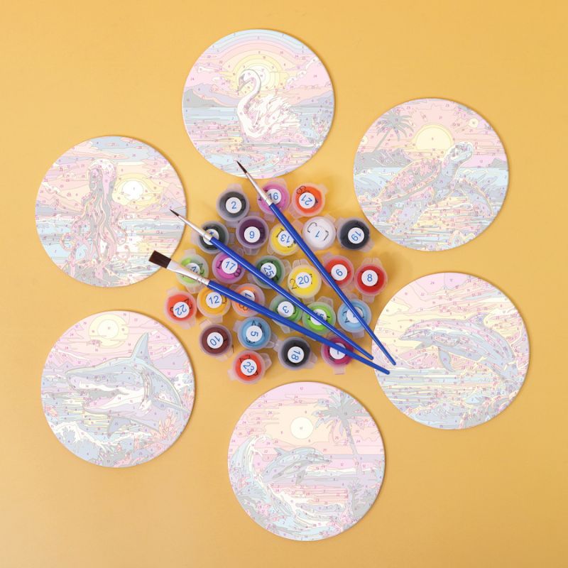 Tropical Sea Life Paint by Numbers Coasters