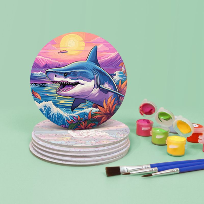 Tropical Sea Life Paint by Numbers Coasters