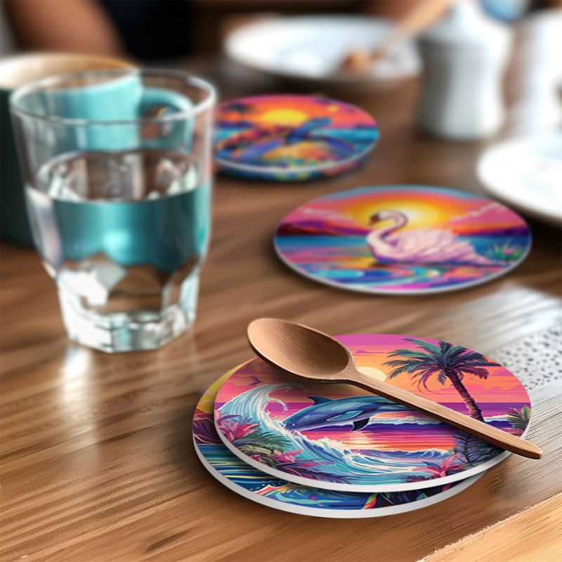 Tropical Sea Life Paint by Numbers Coasters