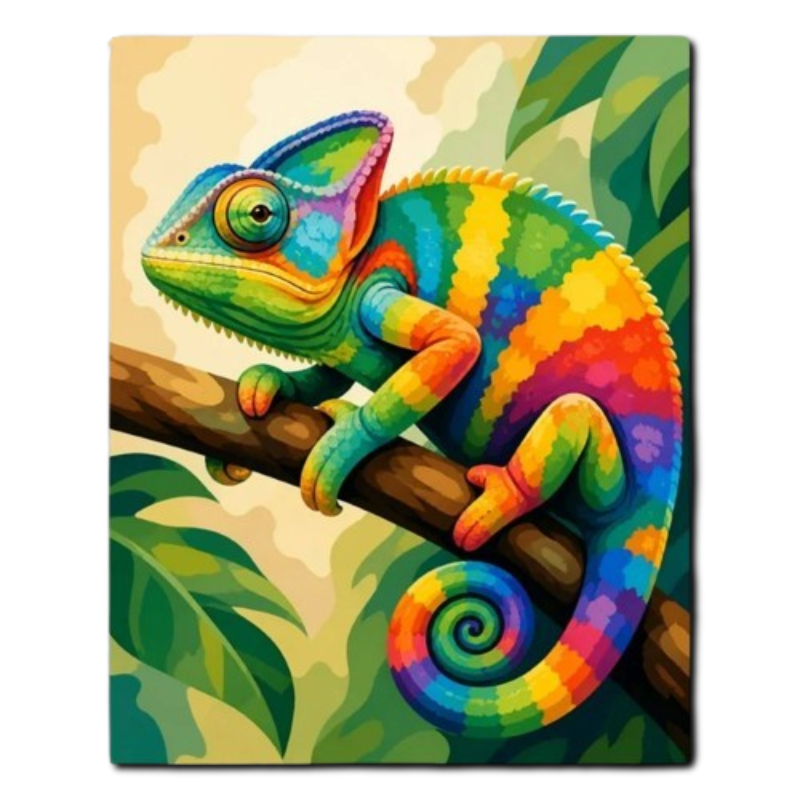 Tropical Rainbow Chameleon Paint by Numbers