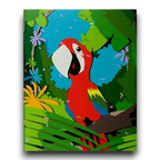 Tropical Red Parrot, Kids Paint by Numbers