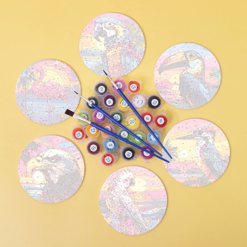 Vibrant Birdlife Paint by Numbers Coasters