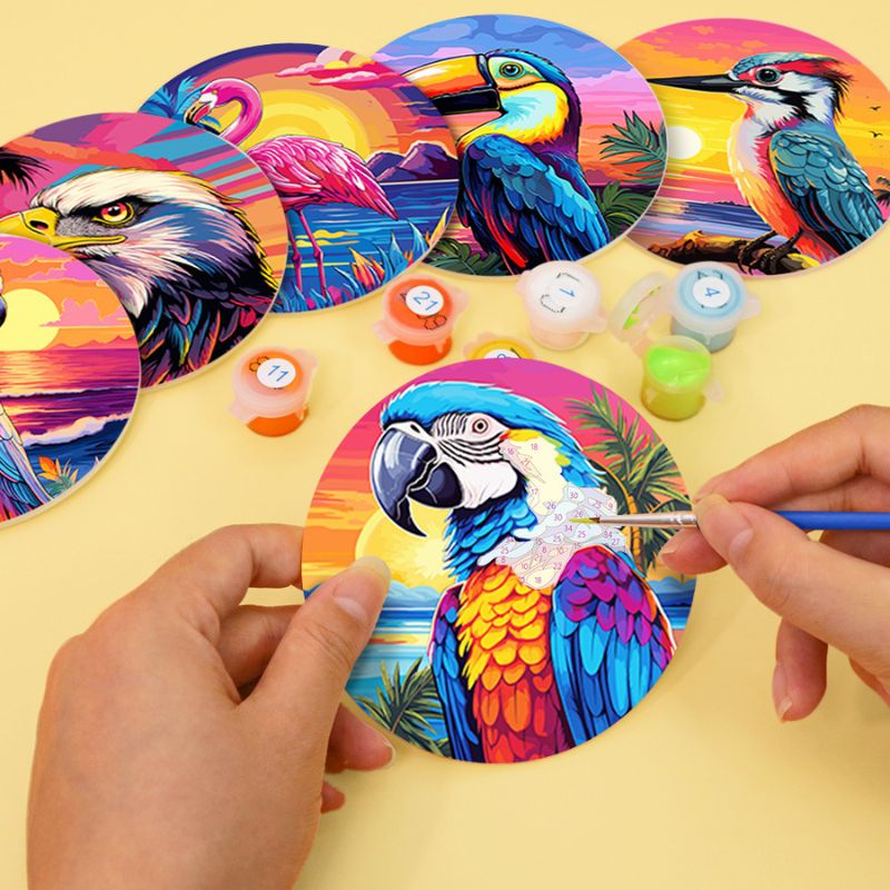 Vibrant Birdlife Paint by Numbers Coasters