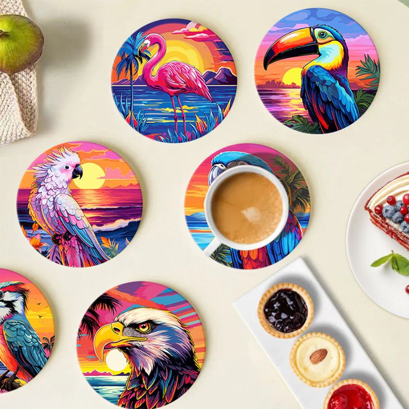Vibrant Birdlife Paint by Numbers Coasters
