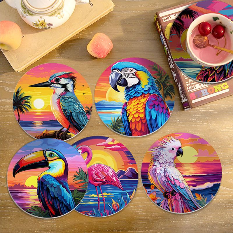 Vibrant Birdlife Paint by Numbers Coasters