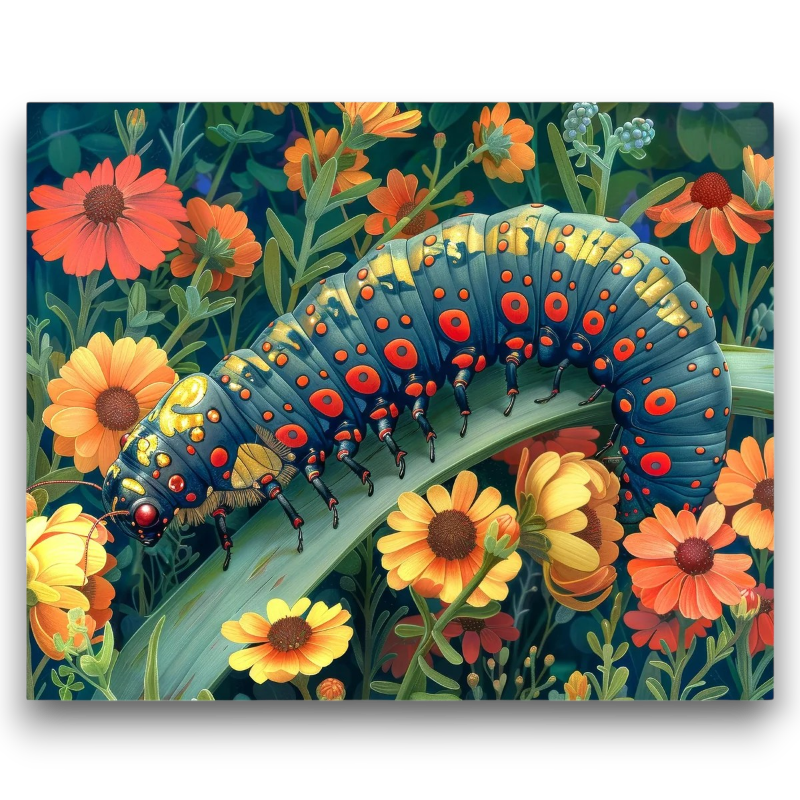 Vibrant Garden Caterpillar Paint by Numbers