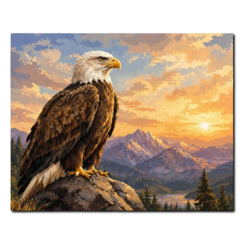 Wild Eagle at Sunrise Paint by Numbers