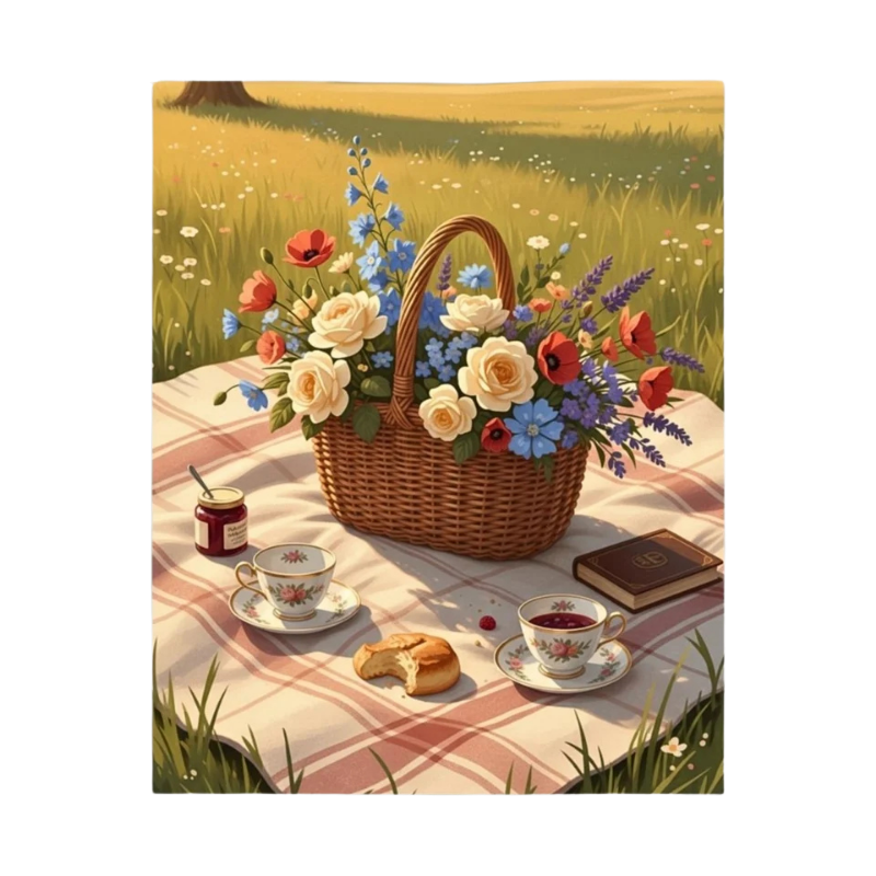 Wildflower Picnic Basket Paint by Numbers