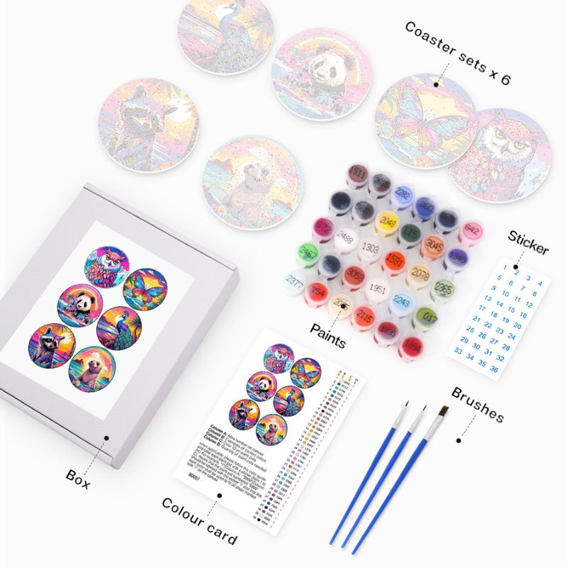 Wildlife Wonders Paint by Numbers Coasters