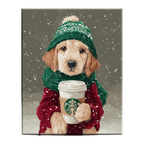 Winter Coffee Puppy Paint by Numbers