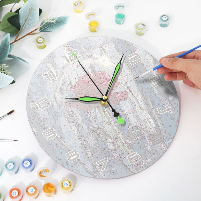 Winter Rose Paint by Numbers Clock Kit