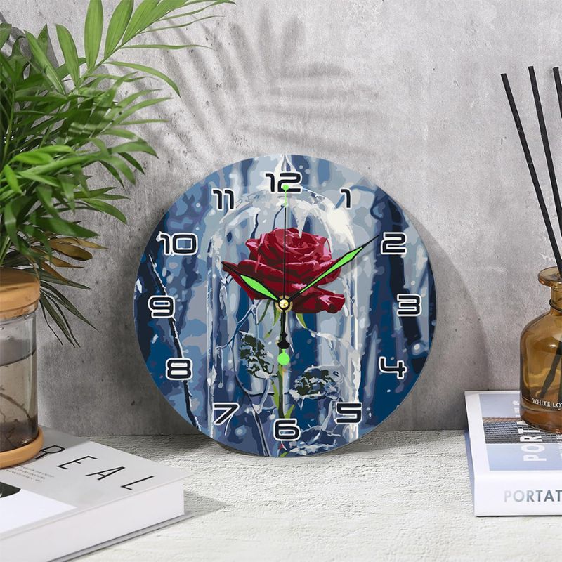 Winter Rose Paint by Numbers Clock Kit