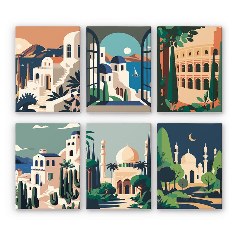 World Architecture Mini Paint by Numbers